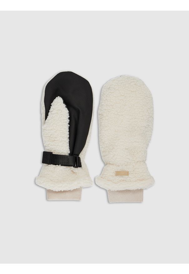 4f - 4F Rękawiczki z jednym palcem uniseks - beżowe L/XL. Kolor: beżowy. Materiał: syntetyk, materiał. Sezon: zima. Styl: casual, elegancki