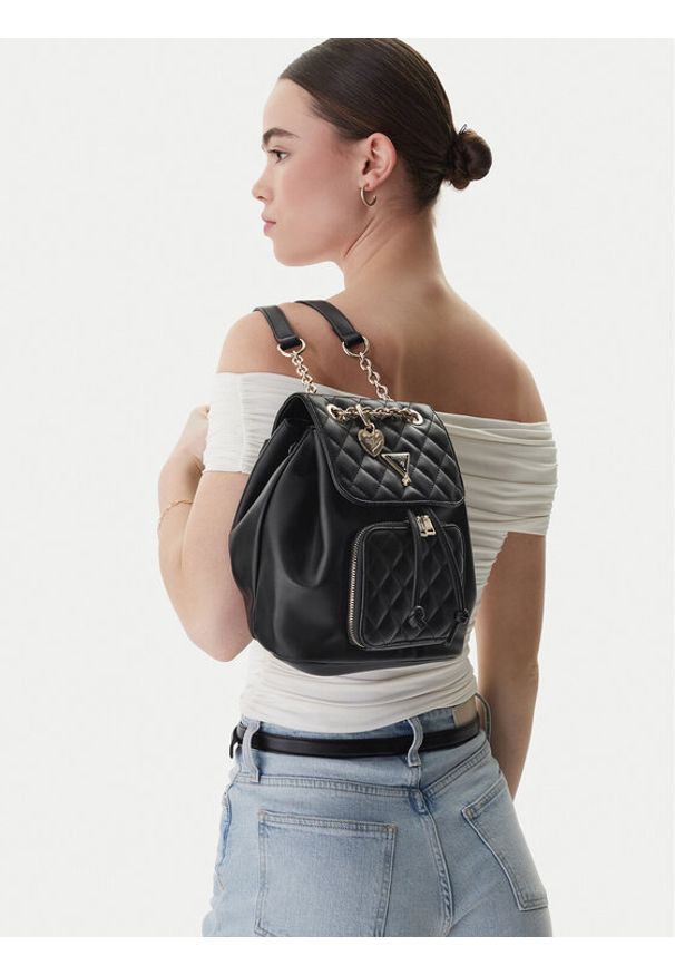 Guess Plecak J5YZ04 WGT10 Czarny. Kolor: czarny. Materiał: skóra