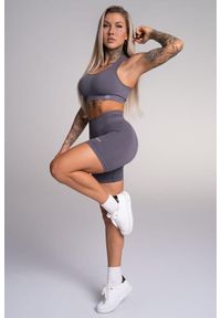 GYM GLAMOUR - Bikery fitness damskie Gym Glamour push up. Kolor: szary. Sport: fitness