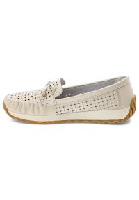 Półbuty damskie Artiker, cholewka ze skóry naturalnej pleciona struktura wsuwany fason, beżowe, 56C1852. Kolor: beżowy. Materiał: skóra. Szerokość cholewki: normalna #5