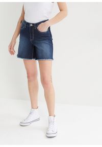 bonprix - Szorty dżinsowe ze stretchem, mid waist. Kolor: niebieski