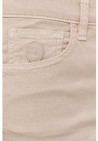 Trussardi Jeans - Trussardi Spodnie damskie kolor beżowy dopasowane medium waist. Kolor: beżowy. Materiał: tkanina #4