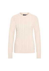 HV POLO - Sweter damski HV Polo Tally. Typ kołnierza: polo. Kolor: biały. Materiał: polar. Sezon: zima #1