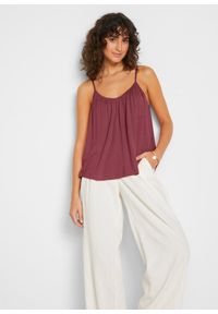 bonprix - Top na wąskich ramiączkach z lejącej wiskozy. Kolor: czerwony. Materiał: wiskoza. Długość rękawa: na ramiączkach #1