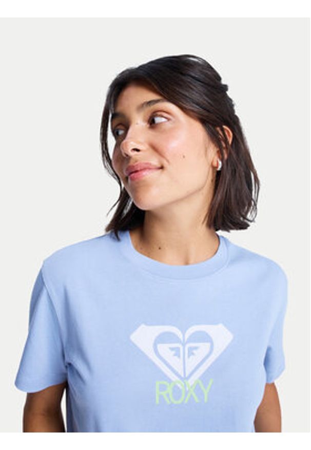 Roxy T-Shirt Ocean Road Art ERJZT06015 Błękitny Regular Fit. Kolor: niebieski. Materiał: bawełna