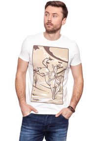 Wrangler - KOSZULKA WRANGLER WESTERN GRAPHIC TEE VINTAGE WHITE W7B94FK1Y. Wzór: nadruk. Styl: vintage