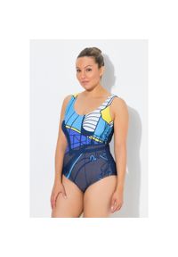 ULLA POPKEN - Damskie Kostium kąpielowy motyw żeglarski bez miękkich miseczek okrągły dekolt. Kolekcja: plus size. Kolor: wielokolorowy. Materiał: poliester, elastan, poliamid, materiał #1