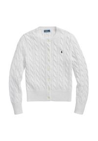 Polo Ralph Lauren Kardigan 211891643001 Biały Regular Fit. Typ kołnierza: polo. Kolor: biały. Materiał: bawełna