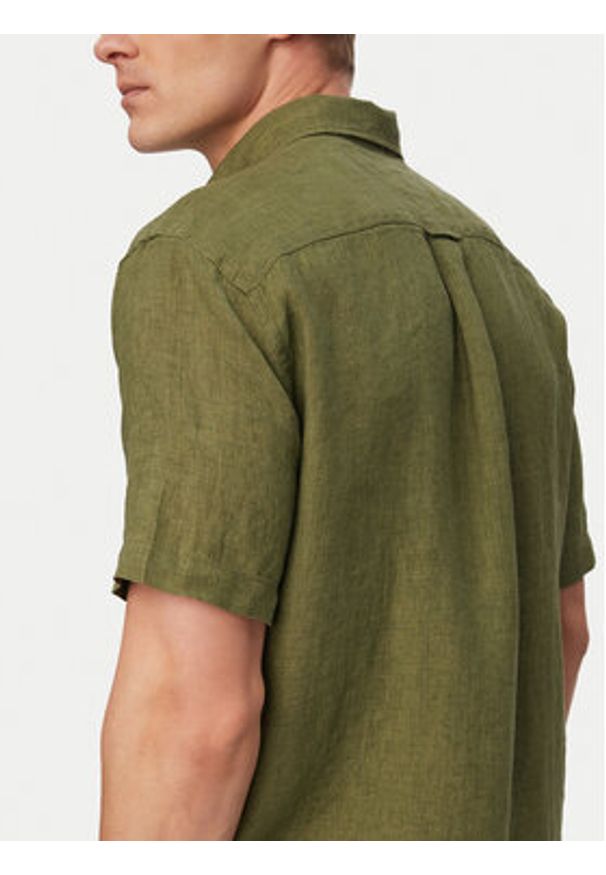 TOMMY HILFIGER - Tommy Hilfiger Koszula MW0MW41531 Zielony ciemny Regular Fit. Kolor: zielony. Materiał: len