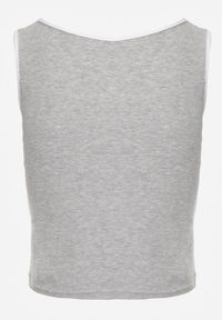 Renee - Szary Prążkowany Top z Bawełny Ozdobiony Guzikami przy Dekolcie Beralissa. Okazja: na co dzień. Kolor: szary. Materiał: prążkowany, bawełna. Wzór: aplikacja. Styl: casual #6