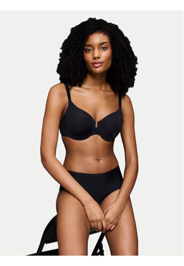 Triumph Biustonosz z fiszbiną Illusion Curve 10224856 Czarny. Kolor: czarny. Materiał: syntetyk