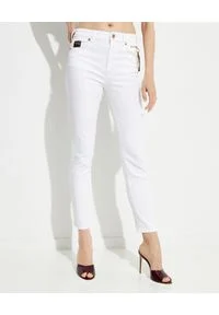 Versace Jeans Couture - VERSACE JEANS COUTURE - Białe jeansy Skinny. Kolor: biały. Wzór: aplikacja