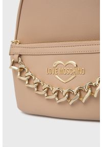 Love Moschino Plecak damski kolor beżowy mały gładki. Kolor: beżowy. Wzór: gładki