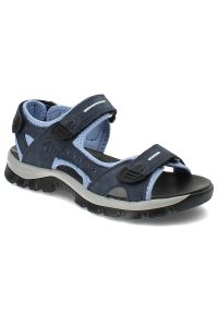Granatowe Sandały Artiker Wygodne Obuwie Damskie. Zapięcie: pasek. Kolor: niebieski. Materiał: materiał. Wzór: paski. Sezon: lato #1