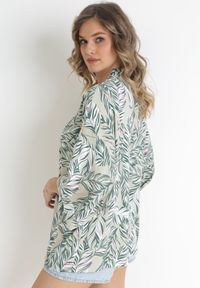 Born2be - Zielona Bluzka Narzutka z Rękawami 3/4 z Roślinnym Wzorem Anapaola. Okazja: na co dzień. Kolor: zielony. Materiał: tkanina. Wzór: gładki. Styl: casual #5