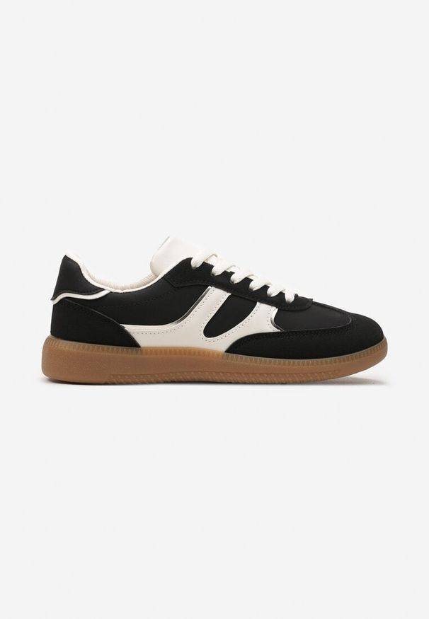 Born2be - Czarne Sneakersy z Krótką Cholewka z Przeszyciami Wilnlow. Kolor: czarny. Szerokość cholewki: normalna. Sezon: lato