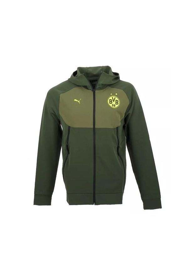 Puma - Kurtka dresowa Borussia Dortmund Tech. Kolor: zielony. Materiał: dresówka. Sport: piłka nożna