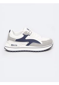 Big-Star - Sneakersy damskie biało-granatowe RR274A215 403. Okazja: na co dzień. Kolor: niebieski. Materiał: materiał. Szerokość cholewki: normalna. Wzór: gładki