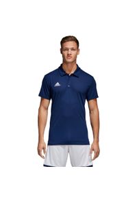 Adidas - Koszulka polo spiłkarska dla dzieci adidas Core 18 Polo JUNIOR. Typ kołnierza: polo. Kolor: niebieski. Technologia: ClimaLite (Adidas). Sport: piłka nożna, fitness