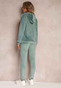 Renee - Miętowy 2-częściowy Welurowy Komplet Dresowy z Bluzą i Spodniami Yamiya. Kolor: miętowy. Materiał: dresówka, welur #4