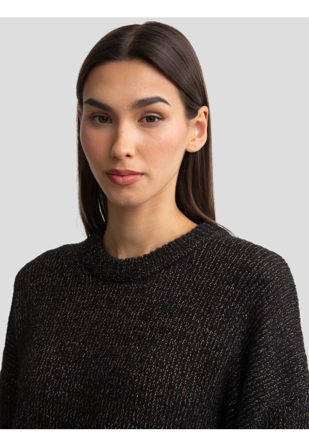 Big-Star - Sweter damski oversize z dodatkiem wełny czarny Mayamessa 906. Okazja: na co dzień. Kolor: czarny. Materiał: wełna. Sezon: zima. Styl: elegancki, casual