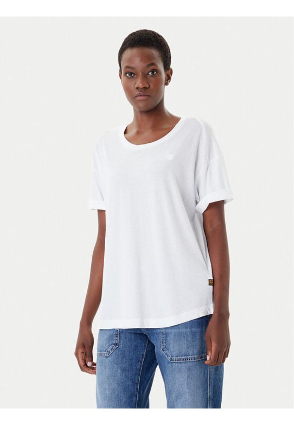 G-Star RAW - G-Star Raw T-Shirt Rolled Up D24524-4107 Biały Loose Fit. Kolor: biały. Materiał: bawełna