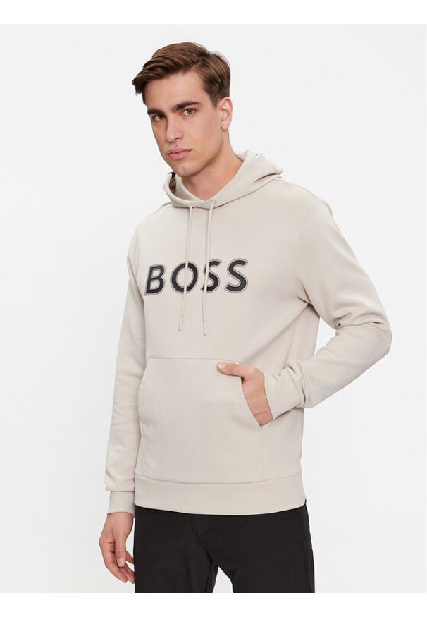 BOSS - Boss Bluza Soody 1 50504750 Beżowy Regular Fit. Kolor: beżowy. Materiał: syntetyk, bawełna