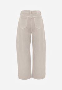 Renee - Beżowe Jeansy z Bawełny Typu Balloon High Waist Ozdobione Przeszyciami Eunaris. Stan: podwyższony. Kolor: beżowy. Wzór: aplikacja. Styl: boho #6