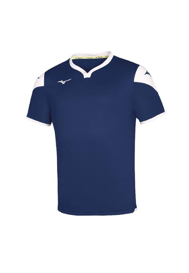 Koszulka dziecięca z krótkim rękawem Mizuno Team Game Runbird. Kolor: biały, niebieski, wielokolorowy. Długość rękawa: krótki rękaw. Długość: krótkie