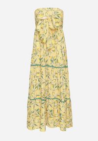 Born2be - Żółta Sukienka w Cytryny z Kokardą Galadessa. Okazja: na randkę, na co dzień. Typ kołnierza: kokarda. Kolor: żółty. Sezon: lato. Styl: casual, elegancki #5