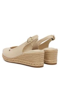 TOMMY HILFIGER - Tommy Hilfiger Espadryle Mid Wedge Espad Slingback FW0FW09228 Beżowy. Kolor: beżowy. Materiał: materiał #6