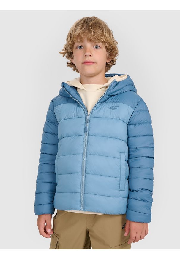 4f - 4F Kurtka puchowa z wypełnieniem syntetycznym chłopięca - granatowa 164 (13-14 lat). Okazja: na co dzień. Kolor: niebieski. Materiał: syntetyk, puch. Sezon: lato. Styl: klasyczny, casual