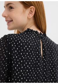 bonprix - Bluzka szyfonowa z marszczoną stójką. Typ kołnierza: kołnierzyk stójkowy. Kolor: czarny. Materiał: szyfon. Styl: elegancki #2