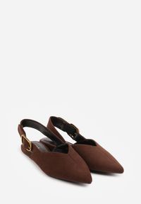 Renee - Brązowe Sandały Typu Slingback z Wyciętą Cholewką Phellilea. Zapięcie: pasek. Kolor: brązowy #2