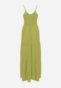 Born2be - Zielona Sukienka na Regulowanych Ramiączkach z Gumką w Pasie Ebisina. Okazja: na co dzień. Kolor: zielony. Długość rękawa: na ramiączkach. Sezon: lato. Styl: elegancki, casual #4