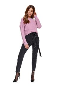 TOP SECRET - Pudełkowy sweter ze wzorem. Kolor: różowy. Materiał: tkanina. Długość: długie. Sezon: wiosna #1