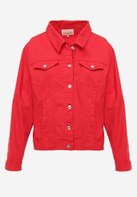 Born2be - Czerwona Bawełniana Kurtka Jeansowa Perimea. Kolor: czerwony. Materiał: bawełna, jeans #7