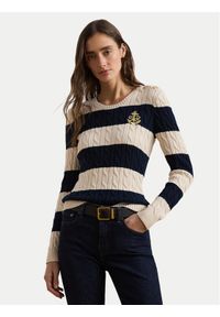 Lauren Ralph Lauren - LAUREN RALPH LAUREN Sweter 200957480002 Écru Slim Fit. Materiał: bawełna