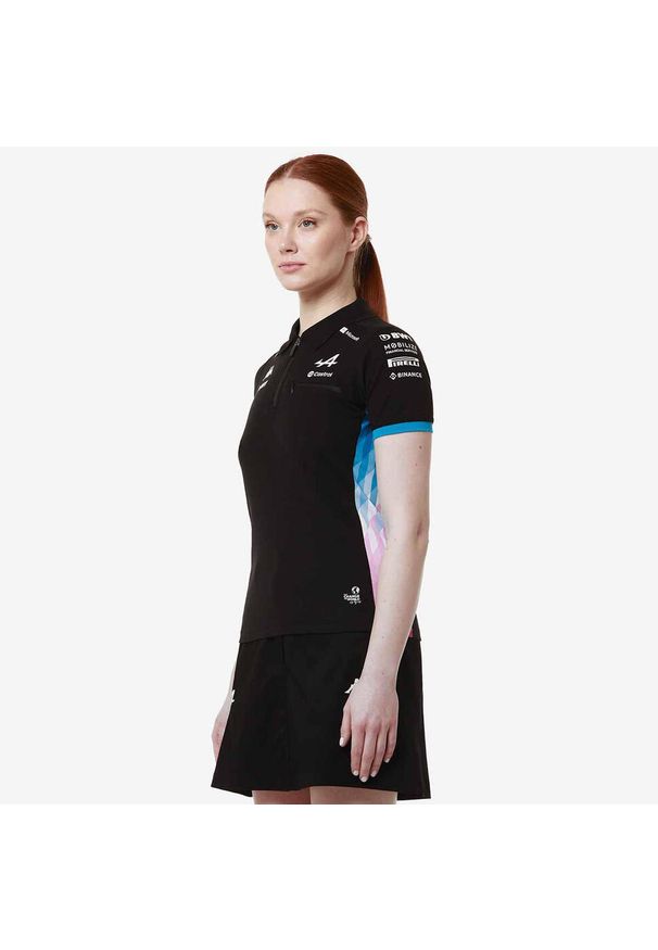 Kappa - Damska koszulka polo Alpine F1 Adraw 2024. Typ kołnierza: polo. Kolor: czarny, różowy, czerwony, wielokolorowy