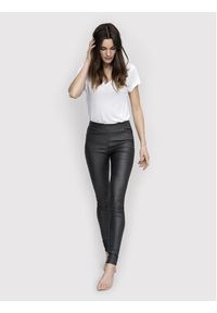 Kaffe Spodnie z imitacji skóry Ada Coated 10501626 Czarny Slim Fit. Kolor: czarny. Materiał: wiskoza, skóra #2