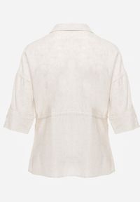 Renee - Biała Koszula z Lnem Bawełną i Szerokimi Rękawami Moontwist. Okazja: na co dzień. Kolor: biały. Materiał: bawełna, len. Styl: casual #3