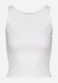 Born2be - Biały Bawełniany Top z Prążkowanego Materiału Tilzedi. Okazja: na co dzień. Kolor: biały. Materiał: prążkowany, bawełna, materiał. Sezon: zima. Styl: casual, klasyczny #3