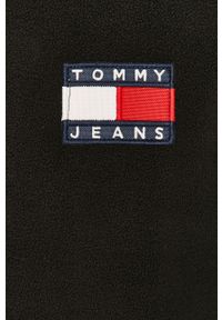 Tommy Jeans - Bluza. Typ kołnierza: bez kaptura. Kolor: czarny. Materiał: bawełna, poliester, materiał, elastan. Wzór: gładki, aplikacja #2