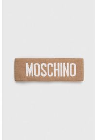 MOSCHINO - Moschino opaska wełniana kolor brązowy. Kolor: brązowy. Materiał: wełna #1