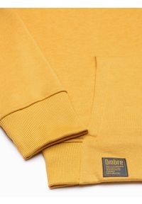 Ombre Clothing - Bluza męska z kapturem B1079 - żółta - XL. Typ kołnierza: kaptur. Kolor: żółty. Materiał: bawełna, poliester #5