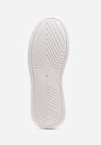 Born2be - Beżowo-Białe Sneakersy Vices na Grubej Podeszwie z Geometryczną Ozdobą i Perforacją Karvesa. Okazja: na co dzień. Kolor: beżowy. Materiał: jeans. Wzór: geometria, aplikacja #10