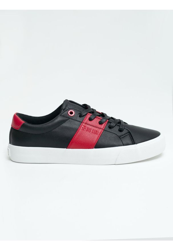 Big-Star - Trampki męskie czarne ze skóry ekologicznej JJ174183 906. Okazja: na co dzień, do pracy, na spotkanie biznesowe. Kolor: czarny. Materiał: skóra ekologiczna. Styl: casual, klasyczny, biznesowy