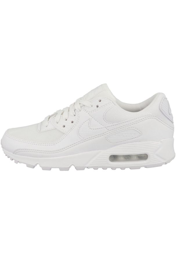 Buty do chodzenia damskie Nike Air Max 90. Zapięcie: sznurówki. Kolor: biały. Materiał: syntetyk, materiał. Szerokość cholewki: normalna. Model: Nike Air Max, Nike Air Max 90. Sport: turystyka piesza