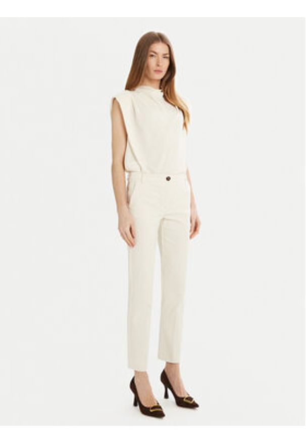 Marella Chinosy Irlanda 2515131021 Biały Slim Fit. Kolor: biały. Materiał: syntetyk, bawełna