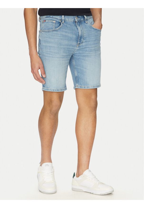 TOMMY HILFIGER - Tommy Hilfiger Szorty jeansowe Brooklyn MW0MW39195 Niebieski Slim Fit. Kolor: niebieski. Materiał: bawełna